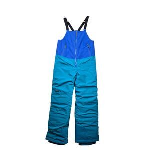 Patagonia Kids Powder Town Bibs Size L/12 Passage Blue Snowpants Ski Snowboard